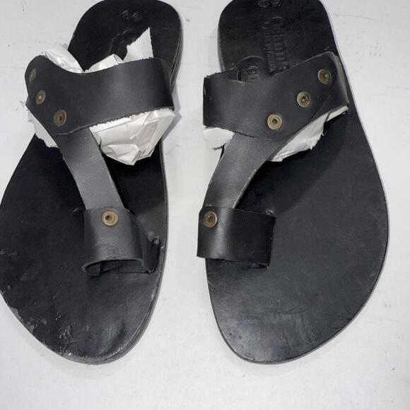 Handmade Ghana Kente Leather Sandals Flip Flops Thongs Tribal Batik Style 41 - Picture 6 of 9